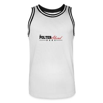 Polterabend 2024 - Männer Basketball-Trikot - Weiß/Schwarz - Vorne - AI Model Male 185 dark (185cm)
