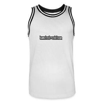 Limited Edition - Men's Basketball Jersey - white/black - Front - AI Model Male 185 dark (185cm)
