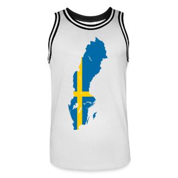 Sweden Outline Map Flag Scandinavia Flag - Men's Basketball Jersey - white/black - Front - AI Model Male 185 dark (185cm)