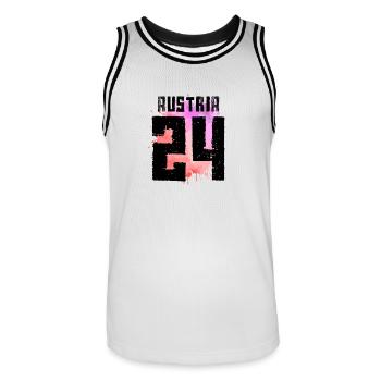 Maillot Austria 24 2024 Autriche colorée - Maillot de basket Homme - blanc/noir - Devant - AI Model Male 185 dark (185cm)