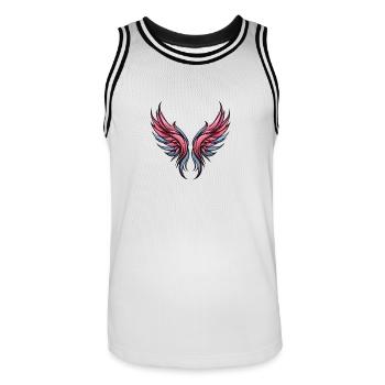 Symbolisme de l’aile - Maillot de basket Homme - blanc/noir - Devant - AI Model Male 185 dark (185cm)
