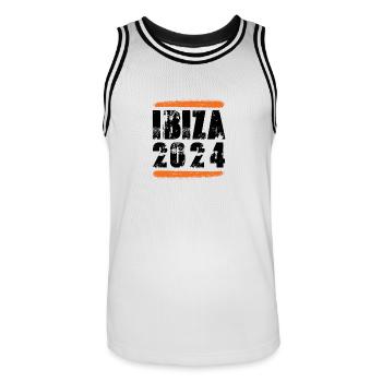 Ibiza 2024 Team - Men's Basketball Jersey - white/black - Front - AI Model Male 185 dark (185cm)