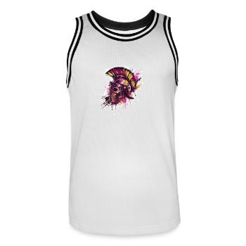 Spartaner Totenkopf Helm Spartan - Männer Basketball-Trikot - Weiß/Schwarz - Vorne - AI Model Male 185 dark (185cm)