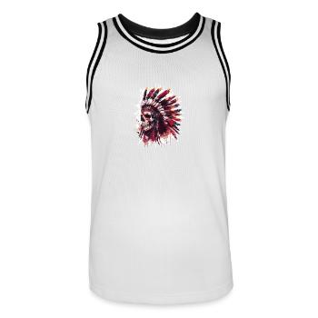 Crâne de chef indien - Maillot de basket Homme - blanc/noir - Devant - AI Model Male 185 dark (185cm)