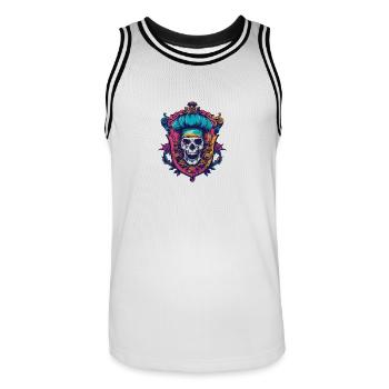 Crâne Squelette Chef - Maillot de basket Homme - blanc/noir - Devant - AI Model Male 185 dark (185cm)