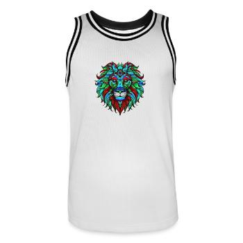 Löwe Porträt Bunt - Männer Basketball-Trikot - Weiß/Schwarz - Vorne - AI Model Male 185 dark (185cm)