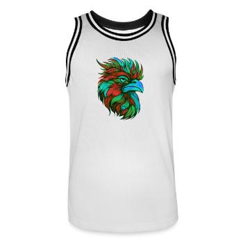 Hahn Porträt Bunt - Männer Basketball-Trikot - Weiß/Schwarz - Vorne - AI Model Male 185 dark (185cm)