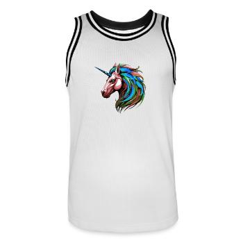 Einhorn Porträt Bunt - Männer Basketball-Trikot - Weiß/Schwarz - Vorne - AI Model Male 185 dark (185cm)