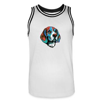 Beagle Hund Porträt Bunt - Männer Basketball-Trikot - Weiß/Schwarz - Vorne - AI Model Male 185 dark (185cm)