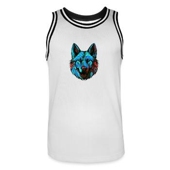 German Shepherd Dog Portrait Colorful - Men's Basketball Jersey - white/black - Front - AI Model Male 185 dark (185cm)