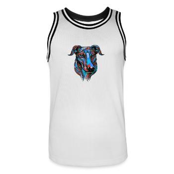 Lévrier chien portrait coloré - Maillot de basket Homme - blanc/noir - Devant - AI Model Male 185 dark (185cm)