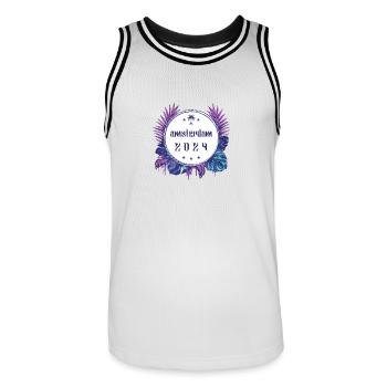 Amsterdam 2024 - Men's Basketball Jersey - white/black - Front - AI Model Male 185 dark (185cm)
