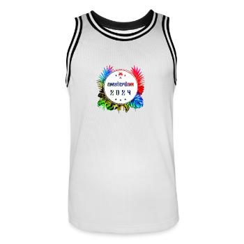 Amsterdam 2024 Colorful - Men's Basketball Jersey - white/black - Front - AI Model Male 185 dark (185cm)