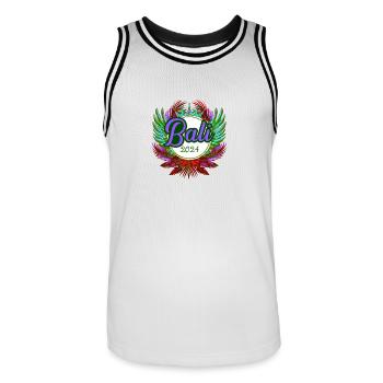 L’équipe de Bali 2024 - Maillot de basket Homme - blanc/noir - Devant - AI Model Male 185 dark (185cm)