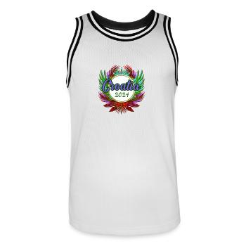 Croatia 2024 Team - Men's Basketball Jersey - white/black - Front - AI Model Male 185 dark (185cm)