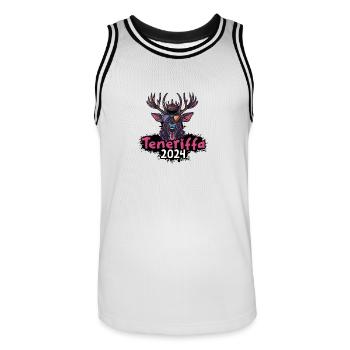 Tenerife 2024 Cerf - Maillot de basket Homme - blanc/noir - Devant - AI Model Male 185 dark (185cm)