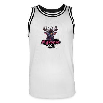 Mykonos 2024 Cerf - Maillot de basket Homme - blanc/noir - Devant - AI Model Male 185 dark (185cm)