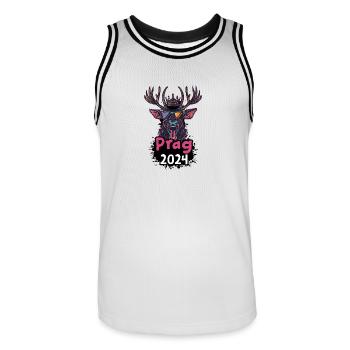 Prague 2024 Cerf - Maillot de basket Homme - blanc/noir - Devant - AI Model Male 185 dark (185cm)