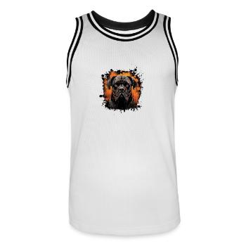 Mastiff Hund Porträt - Männer Basketball-Trikot - Weiß/Schwarz - Vorne - AI Model Male 185 dark (185cm)