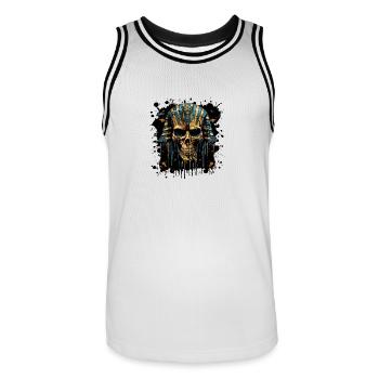 Crâne de pharaon - Maillot de basket Homme - blanc/noir - Devant - AI Model Male 185 dark (185cm)