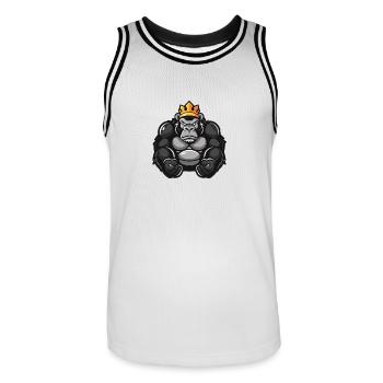 Couronne de bande dessinée de gorille - Maillot de basket Homme - blanc/noir - Devant - AI Model Male 185 dark (185cm)