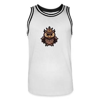 Eule Comic Krone - Männer Basketball-Trikot - Weiß/Schwarz - Vorne - AI Model Male 185 dark (185cm)