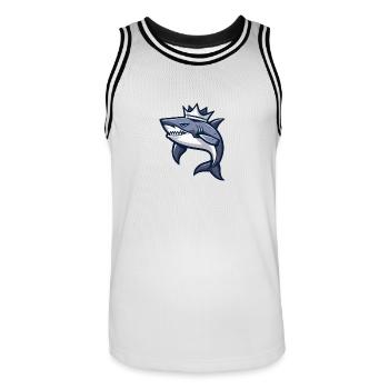 Couronne de bande dessinée requin - Maillot de basket Homme - blanc/noir - Devant - AI Model Male 185 dark (185cm)