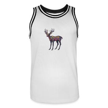 Bande dessinée d’Halloween cerf - Maillot de basket Homme - blanc/noir - Devant - AI Model Male 185 dark (185cm)