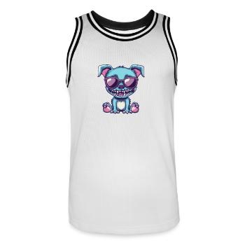 Dog Halloween Zombie Cool - Men's Basketball Jersey - white/black - Front - AI Model Male 185 dark (185cm)