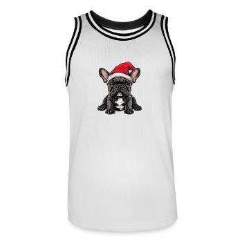 Buldog Français Chien Noël - Maillot de basket Homme - blanc/noir - Devant - AI Model Male 185 dark (185cm)