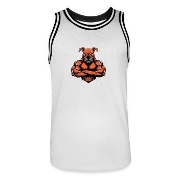 Staffordshire Bull Terrier Chien Muscles Bodybuildi - Maillot de basket Homme - blanc/noir - Devant - AI Model Male 185 dark (185cm)