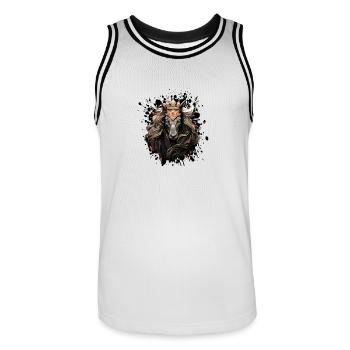 Pferd Kopf Porträt Krone - Männer Basketball-Trikot - Weiß/Schwarz - Vorne - AI Model Male 185 dark (185cm)
