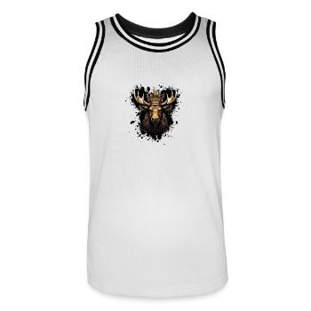 Moose Head Portrait Crown - Men's Basketball Jersey - white/black - Front - AI Model Male 185 dark (185cm)