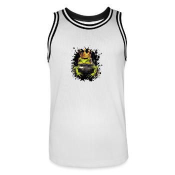 Couronne de grenouille - Maillot de basket Homme - blanc/noir - Devant - AI Model Male 185 dark (185cm)