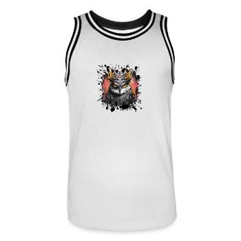 Tête de hibou Portrait Couronne - Maillot de basket Homme - blanc/noir - Devant - AI Model Male 185 dark (185cm)