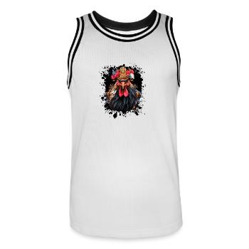 Rooster Head Portrait Crown - Men's Basketball Jersey - white/black - Front - AI Model Male 185 dark (185cm)