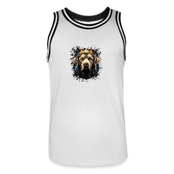 Labrador Hund Kopf Porträt Krone - Männer Basketball-Trikot - Weiß/Schwarz - Vorne - AI Model Male 185 dark (185cm)