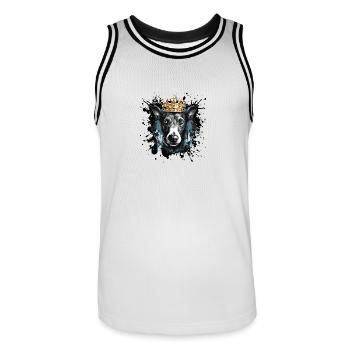Greyhound Dog Head Portrait Crown - Men's Basketball Jersey - white/black - Front - AI Model Male 185 dark (185cm)
