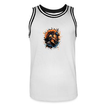 Spartan Portrait Helmet Gladiator Logo - Men's Basketball Jersey - white/black - Front - AI Model Male 185 dark (185cm)