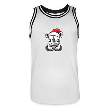 Rhinocéros Noël Noël - Maillot de basket Homme - blanc/noir - Devant - AI Model Male 185 dark (185cm)