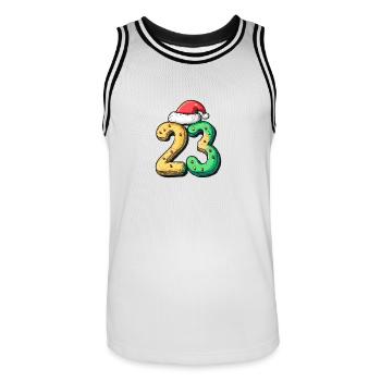 23 Number Christmas - Men's Basketball Jersey - white/black - Front - AI Model Male 185 dark (185cm)