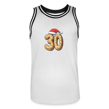 30 Numéro Noël - Maillot de basket Homme - blanc/noir - Devant - AI Model Male 185 dark (185cm)
