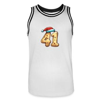 41 Zahl Weihnachten - Männer Basketball-Trikot - Weiß/Schwarz - Vorne - AI Model Male 185 dark (185cm)