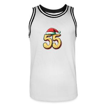 55 Nombre Noël - Maillot de basket Homme - blanc/noir - Devant - AI Model Male 185 dark (185cm)
