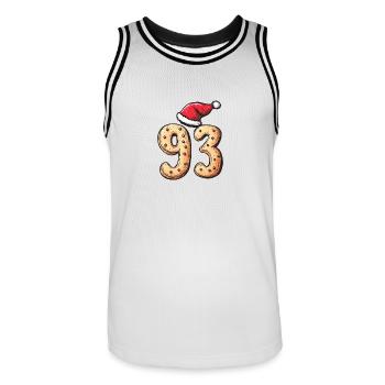 93 Nombre Noël - Maillot de basket Homme - blanc/noir - Devant - AI Model Male 185 dark (185cm)