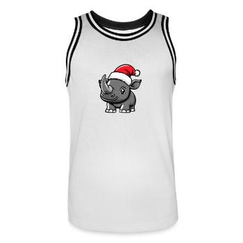 Rhinocéros Noël mignon - Maillot de basket Homme - blanc/noir - Devant - AI Model Male 185 dark (185cm)