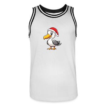 Pélican oiseau Noël mignon - Maillot de basket Homme - blanc/noir - Devant - AI Model Male 185 dark (185cm)