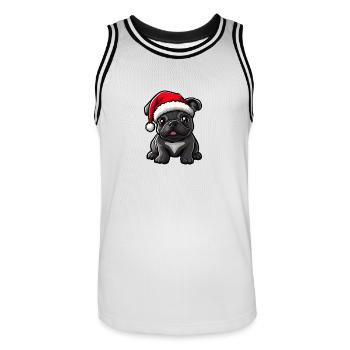 Buldog Français Chien Noël Mignon - Maillot de basket Homme - blanc/noir - Devant - AI Model Male 185 dark (185cm)