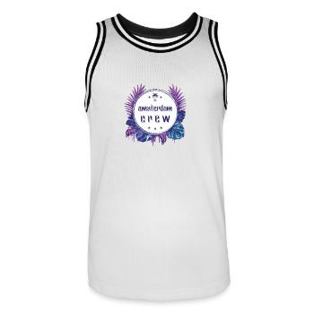 Amsterdam Crew Bunt - Männer Basketball-Trikot - Weiß/Schwarz - Vorne - AI Model Male 185 dark (185cm)