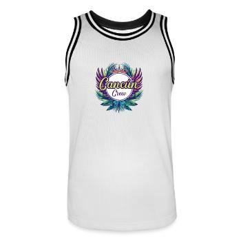 Cancun Crew Urlaub - Männer Basketball-Trikot - Weiß/Schwarz - Vorne - AI Model Male 185 dark (185cm)
